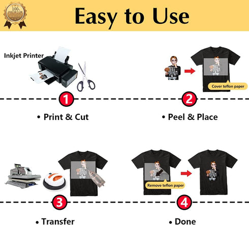 TransOurDream Luminous Heat Transfer Paper for T Shirts (10 Sheets, 8.5x11'', Glow 2.0) Printable Heat Transfer Vinyl for Inkjet Printer Iron on T...