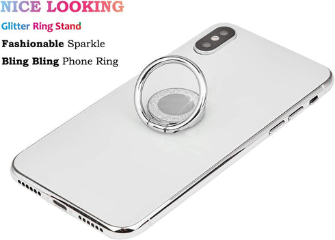 Glitter Bling Bling Phone Ring Holder,Sparkle Phone Ring Kickstand, Cell Phone Finger Ring Grip for Almost All Phones/Pad(Silver)...