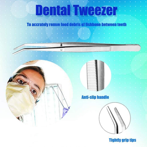 Dental Hygiene Tool Set Stainless Steel Dental Pick and Tweezers, Gum Floss, Tooth Scraper Plaque Tartar Remover for Personal Oral Care & Pet Use ...