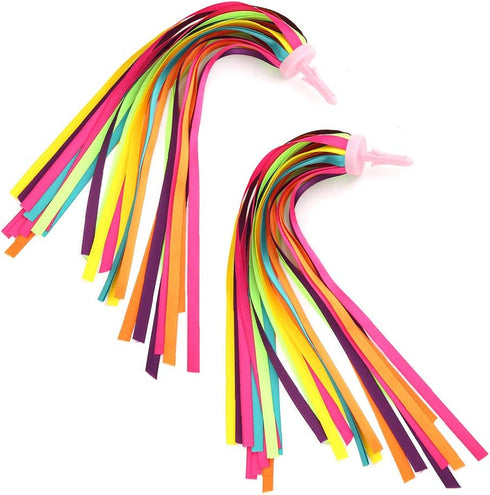 Pssopp 1 Pair Kid's Rainbow Bike Streamers Childrens Bike Streamers Grips Tassels Kids Bike Accessories(Multi Color)...