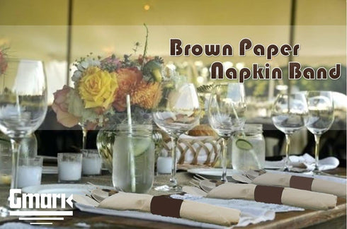 Gmark Paper Napkin Band Box of 500 (Brown), Paper Napkin Rings self Adhesive GM1052A...