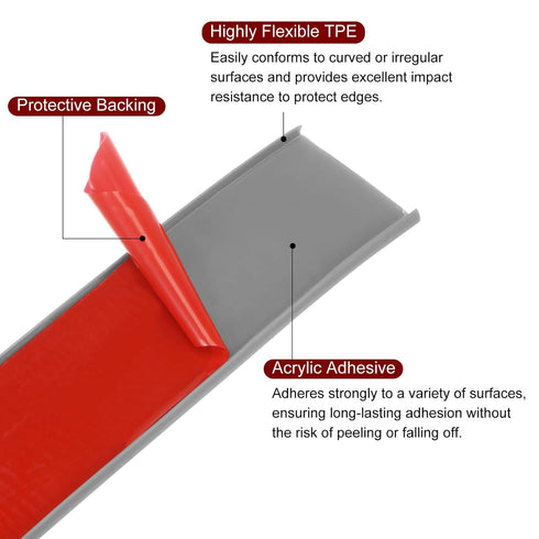 U-Shape Edge Banding 1-1/4" x 9.8ft (32mm x 3000mm) Self Adhesive TPE Flexible Veneer Edging Edge Protector for Furniture Cabinet Table Repair, Gr...