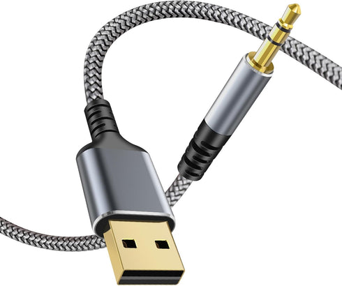 USB to 3.5mm Audio Aux Cable, 6.6FT/2M HiFi USB Male to 3.5mm Male Jack AUX Stereo Cord for PC, Laptop, Speaker, Headphones, Not Applicable to Cha...