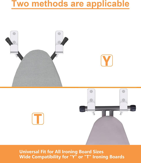 Ironing Board Holder Hanger Wall Mount, 304 Stainless Steel Ironing Board Hanger Y T Leg for Adjustable Distance Ironing Board Holder Hook, Silver...