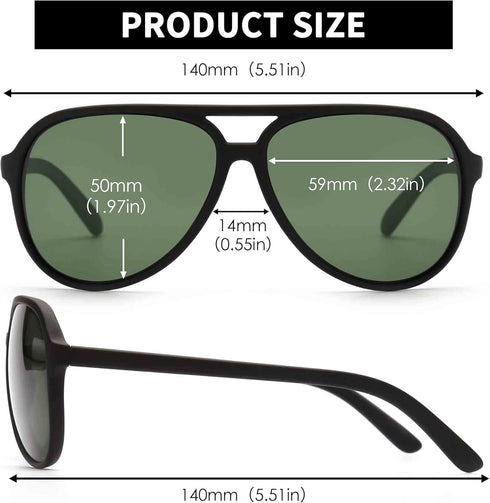JIM HALO Polarized Aviator Sunglasses Men Women Oversize Plastic Driving Glasses...
