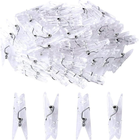 50 Pieces Mini Plastic Clear Clips, Binder, Photo Clips (Transparent)...