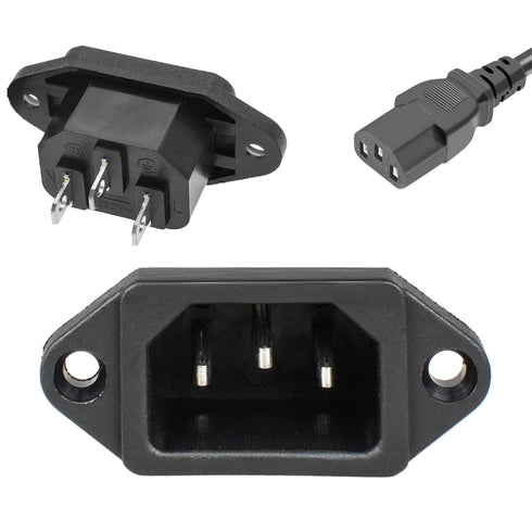 QTEATAK 3 Pack Screw Mount 3 Pins Inlet Power Plug Socket IEC320 C14 AC 250V 10A by QTEATAK...