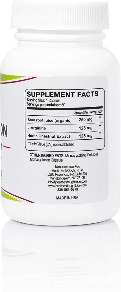 Health As It Ought To Be Circulation Syn3rgy Supplement | Physician Formulated Capsules with Beet Root, L-Arginine, Horse Chestnut | 60 Capsules...