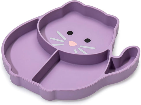 melii Divided Silicone Suction Plate - 100% Silicone, for Baby + Toddlers – BPA Free, Dishwasher & Microwave Safe (Cat)...