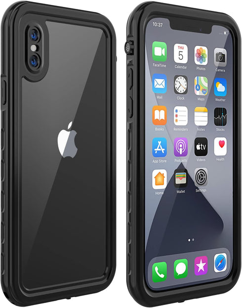Diverbox iPhone X/XS Waterproof Case - Full Body Shockproof Cover with Built-in Screen Protector, 5.8 Inch (Black/Clear)...