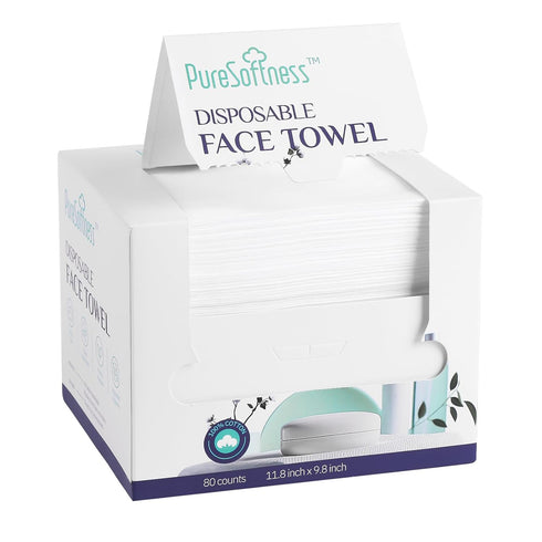 Disposable Face Towel, 100% Cotton, Extra Large 12" x 10" Soft Dry Wipe for Face Wash, Makeup Remover, Biodegradable Towelette for Sensitive Skin,...