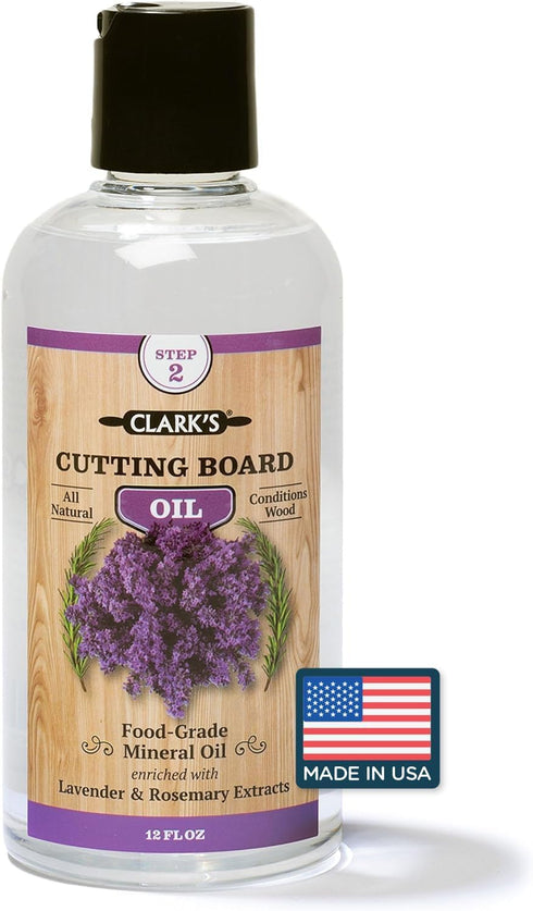 CLARK'S Cutting Board Oil - Food Grade Mineral Oil - Lavender & Rosemary Extracts - Conditioner For Wood Blocks - Restores & Protects - 12oz...