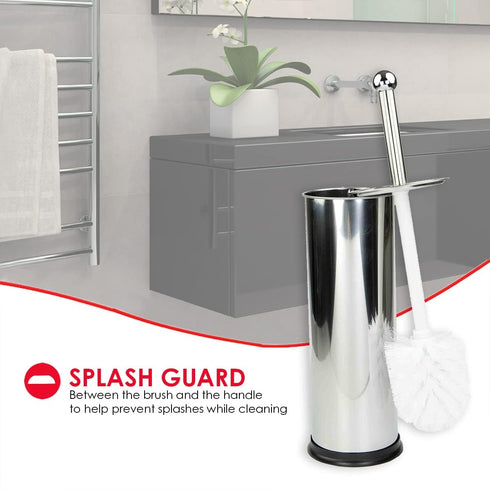 Home Basics Polished Stainless Steel Toilet Brush with Holder and Canister Stand...