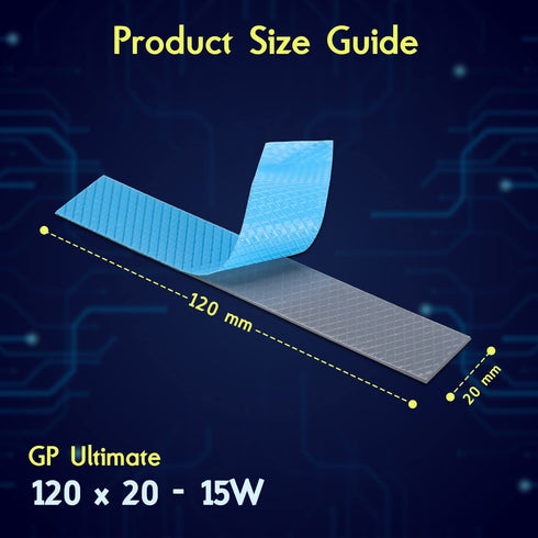 Gelid Solutions GP-Ultimate 15W- Thermal Pad 120x20x1.5mm. Excellent Heat Conduction, Ideal Gap Filler. Easy Installation...