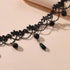 Boho Pearl Lace Necklace Black Lace Choker Necklaces Vintage Pearl Pendent Necklace Lace Flower Collar Neckalce Chain Jewelry for Women and Girls...