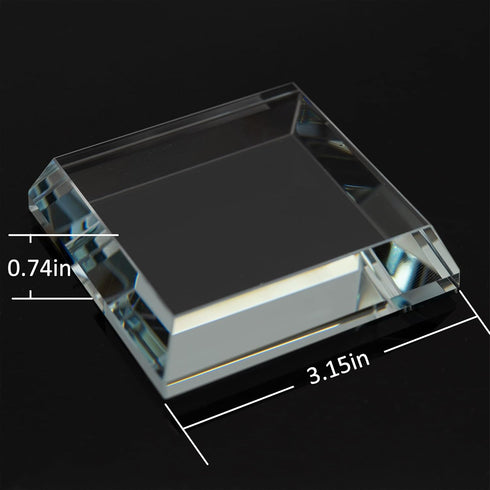StayMax Clear Crystal Glass Square Display Base Display Stand for Collectibles (3.14inch*3.14inch*0.7inch)...