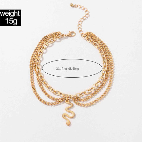 Boho Layered Crystal Chain Ankle Bracelet Gold Snake Dangle Anklet Bracelet Layering Tennis Chain Anklet Punk Summer Foot Chain Jewelry for Women ...