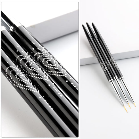 3Pcs Nail Art Brushes, Fcozpjk Nail Art Liner Brushes Set, Sizes 7/9/10mm Nail Design Brushes, Thin Striping Drawing Painting Pen for Gel Polish, ...