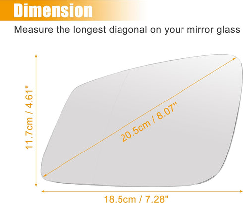 X AUTOHAUX Car Left Side Rearview Heated Mirror Glass with Backing Plate for BMW 5 Series F10 No.51167251583...