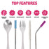 15 Pieces Toddler Kids Utensils Kids Silverware Set Stainless Steel, Safe Baby Utensils 3 Toddler Forks 3 Toddler Spoons 4 Reusable Metal Straws 4...