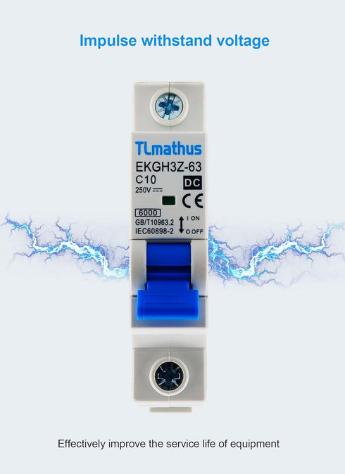 Electrical Miniature Circuit Breakers for DC Power Distribution and Protective Disconnect with DIN Rail Mounting, Air Switch for Solar PV System a...