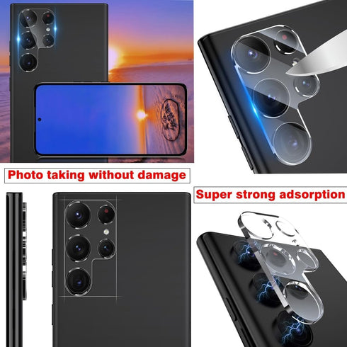 BANDQ 3 Pack for Samsung Galaxy S23 Ultra Screen Protector?3+1 Pack? 1 Pack Tempered Glass Camera Lens Protector, HD Clear 9H Tempered Glass Scree...