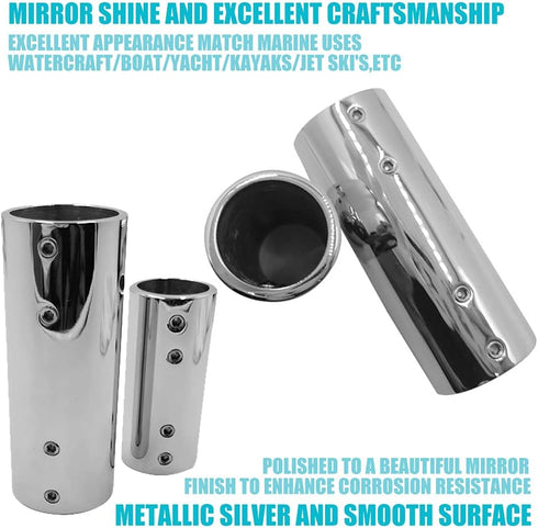 Handrail Straight Pipe Fitting Connector,AICWIOO 1 Inch 316 Stainless Steel Emt 2-Way Tube Connector Heavy Duty Bimini Top Hardware Conduit Connec...