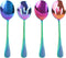 4 Pieces Colorful Serving Spoons Set, Include 2 Large Serving Spoon And 2 Slotted Spoons, Rainbow Color Style Stainless Steel Serving Utensils for...