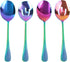 4 Pieces Colorful Serving Spoons Set, Include 2 Large Serving Spoon And 2 Slotted Spoons, Rainbow Color Style Stainless Steel Serving Utensils for...