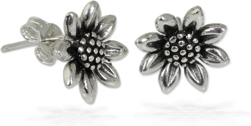 NOVICA Artisan Handcrafted Small Sunflower Stud Earrings | .925 Sterling Silver Stud Earrings | Lightweight With Gift Pouch | Sunflower Love-Theme...