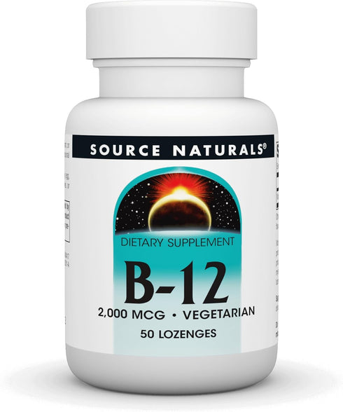Source Naturals Vitamin B-12, 2000 mcg Supports Energy Production - 50 Lozenges...