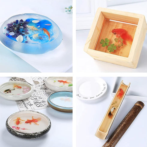 OLYCRAFT 35 Sheets 3D Goldfish Film Stickers - Koi Pond Painting, Lotus Leaf Resin Decorate for Craft Art...