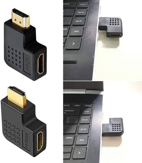 6Pack 3D and 4K HDMI Angled Adapter Combo 2 Pcs 90 and 270 Degree 4 Pcs Vertical Flat Left and Right 90 Degree Male to Female HDMI Adapter TV Conn...