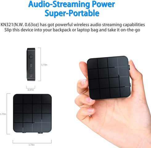 VR-robot Bluetooth 5.0 Audio Transmitter Receiver Adapter, 2-in-1 Wireless 3.5mm aptX Low Latency Stereo Audio Adapter for Home Sound System/TV/PC...