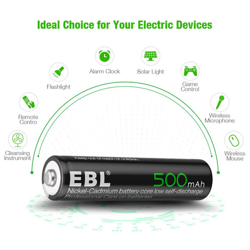 EBL Rechargeable AAA Batteries AAA Solar Battery for Outdoor Solar Lights Garden Light Replacement 1.2V 500mAh Battery AAA Size - 20 Packs...