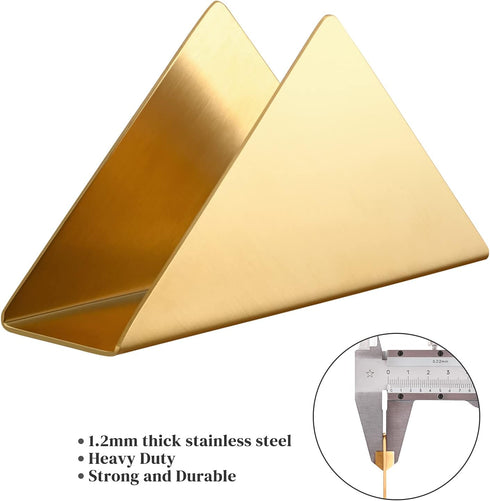 Gold Stainless Steel Napkin Holder, Modern Triangle Cocktail Napkin Dispenser Organizer for Kitchen Countertops, Dinner Tables, Picnic Tables...