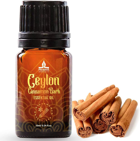 PRESERVE Ceylon Cinnamon Bark Essential Oil, 100% Pure Natural Oil, Undiluted, Therapeutic Grade Base Oil for Aromatherapy, Diffuser, Fragrance, F...
