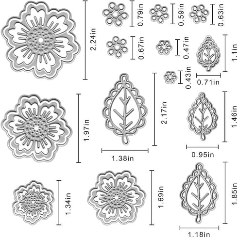 Metal Flowers Cutting Dies for Card Making, Symmetry Pattern Floral Leaf Die Cuts Spring Flowers Dies Embossing Tool for Scrapbooking DIY Craft Ph...
