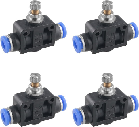 4PCS Air Flow Control Valve 6mm with Push-in Pneumatic Plastic Connector Rotatable PU Straight-through Throttle Speed Control Plate Elbow Manual V...