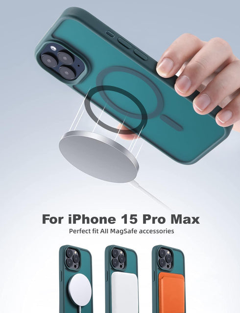 Tigowos Compatible with iPhone 15 Pro Max case Fits MagSafe 10FT Drop Resistant Matte Skin Feeling Shockproof Back Cover Fits iPhone 15 Pro Max Ph...