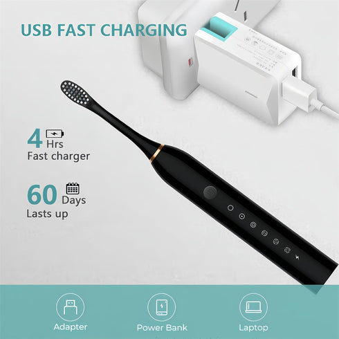 2024 Upgraded Ultrasonic Toothbrushes for Adult and Kids, Sonic Electric Toothbrush with 8 Brush Heads, 42,000 VPM, 6 Cleaning Modes, 2 Min Smart ...