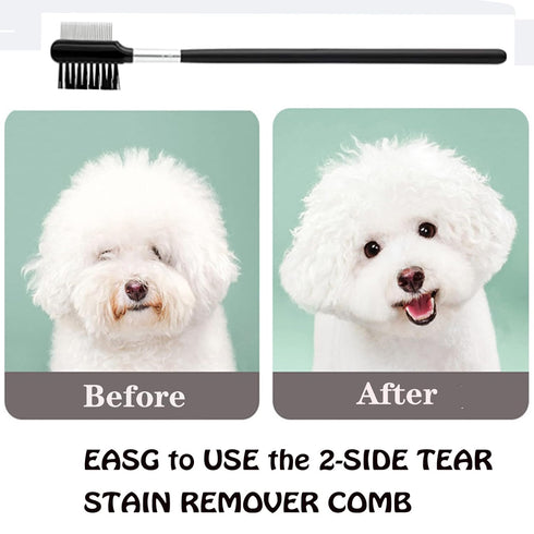 4 Pcs Pet Grooming Kit for Small Long and Short Haired Dog Cat and Puppy, Flea Comb For Dogs and Cats Pet Lice Comb, Tear Stain Remover Comb,with ...