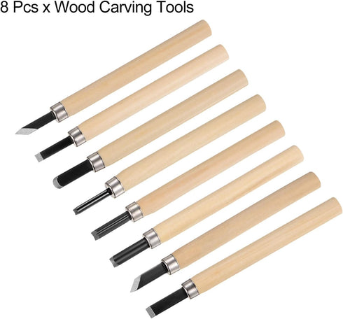 8pcs Wood Carving Knife Set Big/Mid/Small 65# Manganese Steel Hand Carving Tools Wood Chisels for Sculpting Woodworking...