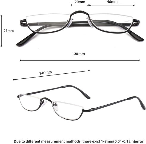 Half Frame Reading Glasses, Half Metal Moon Readers for Women Men 2 Pairs 1.00...