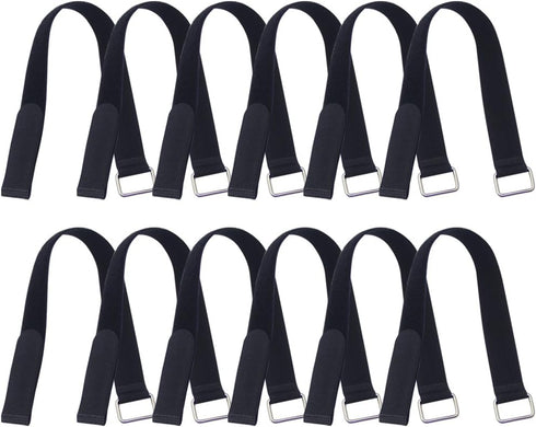 18 inch Extend Cable Strap and Adjustable Securing Strap with Buckle - 12 PCS Reusable Hook and Loop Fastening Nylon Cable Tie Wrap...