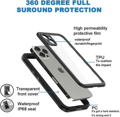 AICase Waterproof Case for iPhone 13 Pro(6.1”) Snowproof, Dustproof and Shockproof, IP68 Certified Full Body Protection Fully Sealed Underwater Pr...