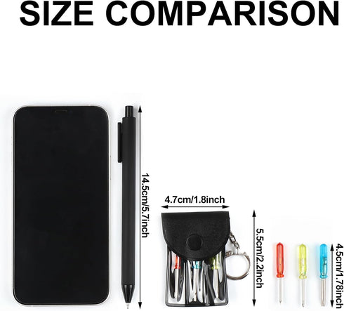 Jutom 10 Set Mini Screwdriver Keychain Set Bulk Includes 3 Mini Screwdrivers in a Portable Pouch with Snap with Hook for Men Adult Fathers Day Too...