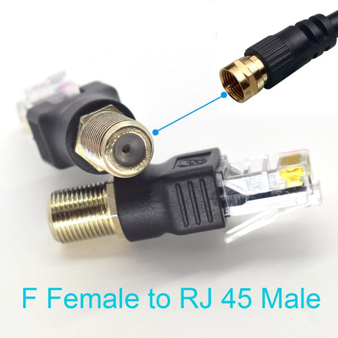 2PCS RF to RJ45 Converter Adapter F Female to RJ45 Male Coaxial Barrel Coupler Adapter Connector Coax Straight Connector (Black)...