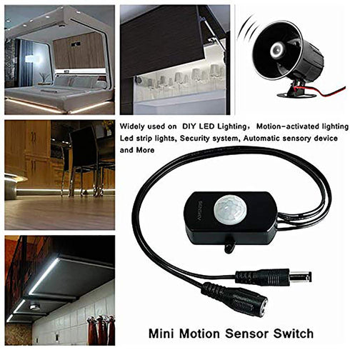RGBZONE Automatic Mini 5A PIR Infrared Motion Sensor Detector Switch for LED Strip Light + Female Male DC Power Connector......