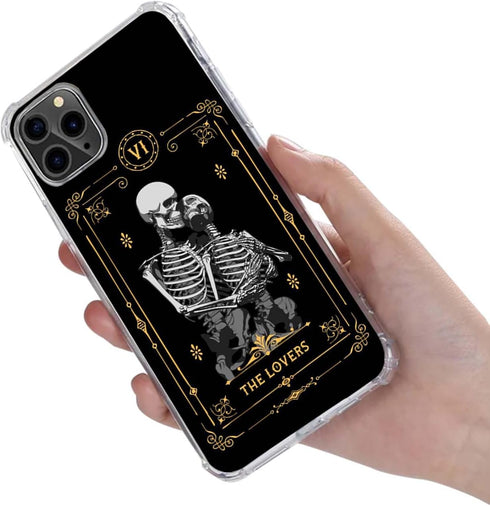 The Lover Skull Tarot Phone Case Compatible with iPhone 14 Pro, Goth Skeleton Lovers Cover for Men Girls Women Boys, Shockproof Protective TPU Cas...